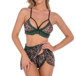 Wild Leopard Printed Mesh Hollowed-out Bra&panty Dress Set - Image 4