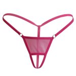 Thin Strip Crotchless Spliced With Mesh Panty T-back - Image 2
