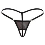 Thin Strip Crotchless Spliced With Mesh Panty T-back - Image 3