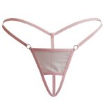 Thin Strip Crotchless Spliced With Mesh Panty T-back - Image 4