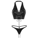 Haltered Bandaged Patent Leather Bar And Panty Set - Image 4