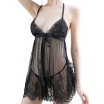 Sexy Front Slitted With Eyelash Lace Night Dress - Image 2