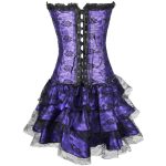 Long Overbust Floral Lace Bandage Ladylike Dress Corset - Image 7