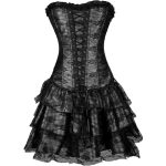 Long Overbust Floral Lace Bandage Ladylike Dress Corset - Image 11