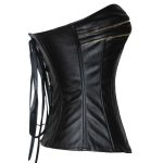 Classic Leather Gold Zipper Overbust Tights Corset - Image 2