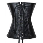 Classic Leather Gold Zipper Overbust Tights Corset - Image 3