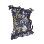 Royal Embroidered Lace Trim Buckled Sexy Corset With Thong - Image 2