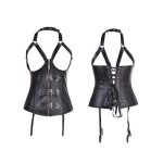 Black Halter Open Cup Sexy Body Shaper Corset - Image 4