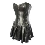 Hot Selling Zipper Leather One-piece Dress Body Shaper - Image 2