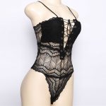 High Quality Strappy Deep V-neck Bandaged One-piece Suit - Image 3