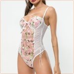 Special Design Elegant Embroidered Spliced With Mesh Teddies - Image 2