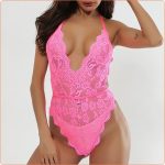 Bright-colored Deep V Neck Halter Lace Suit Jampsuit - Image 4