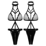 Wild Love Patent Leather Crotchless Zipper Teddy - Image 4