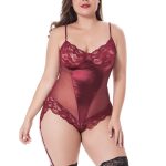 Large Size Strappy Lace Elastic One-piece Suit - Image 6