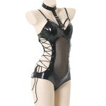 Wild Night Club Patent Leather Bandaged One-piece Suit - Image 2