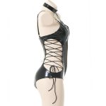 Wild Night Club Patent Leather Bandaged One-piece Suit - Image 3