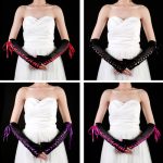 Multi-color Ladies Like Ribbon Decorated Gloves - Image 3