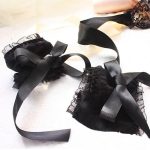 Ladies Lace Satin Eyeshade With Hand Flowers - Image 3