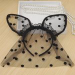 Cute Black Cat Ears Mesh Headwear For Party - Image 3