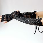 Sexy Lace Bandaged Dancing Half-finger Gloves - Image 2