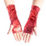 Short Patent Leather Dancing Fingerless Gloves