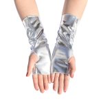 Short Patent Leather Dancing Fingerless Gloves - Image 3