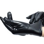 Pure Black Faux Leather Show Golves - Image 3