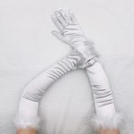 Women's Long Party Cosplay Gloves With Fluff - Image 2