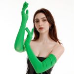 Multi-colored Thin Elastic Milk Fleece Long Gloves - Image 6