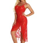 Hot Selling Rose Lace Slashed Long Dress Nightdress - Image 7