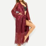 Ladies Graceful Lace Nightdress Long Gown With Belt - Image 2