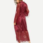 Ladies Graceful Lace Nightdress Long Gown With Belt - Image 3