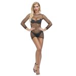 Sexy Transparent Long-sleeved  Fishnet Nightwear - Image 6