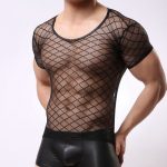 Strong Transparent Diamond Mesh Short Sleeves Underwear - Image 3