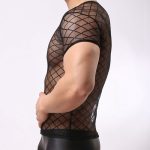Strong Transparent Diamond Mesh Short Sleeves Underwear - Image 4