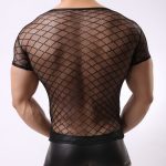 Strong Transparent Diamond Mesh Short Sleeves Underwear - Image 5