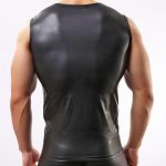 Sexy Faux Leather Slim Vest For Men - Image 3