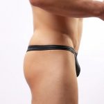 Simple Black Faux Leather Hot Men Briefs - Image 3