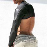 Powerful Faux Leather Splicing One-piece Oversleeves - Image 4