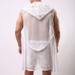 Powerful Hollowed-out Net Hooded Bandaged Bathrobe - Image 9