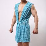 Powerful Hollowed-out Net Hooded Bandaged Bathrobe - Image 4