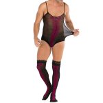 Men Strappy Jacquard Teddy Stockings - Image 2