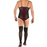 Men Strappy Jacquard Teddy Stockings - Image 5