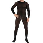 Mesh Long-sleeved Crotchless Jampsuit - Image 2