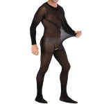 Mesh Long-sleeved Crotchless Jampsuit - Image 3