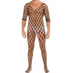 Big Mesh Hollowed-out See-through Men Bodysuit - Image 2