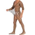 Big Mesh Hollowed-out See-through Men Bodysuit - Image 3
