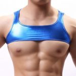 Bright Gold Faux Leather Vest For Men Sexy Lingerie - Image 3