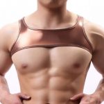 Bright Gold Faux Leather Vest For Men Sexy Lingerie - Image 4