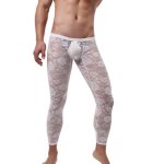 Sexy Men Tight Rose Pattern Lace Pants - Image 2